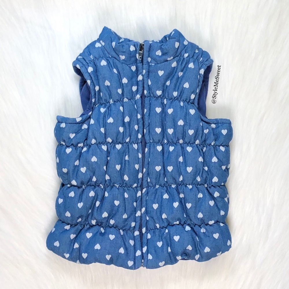 Self Esteem blue heart print puffer vest
